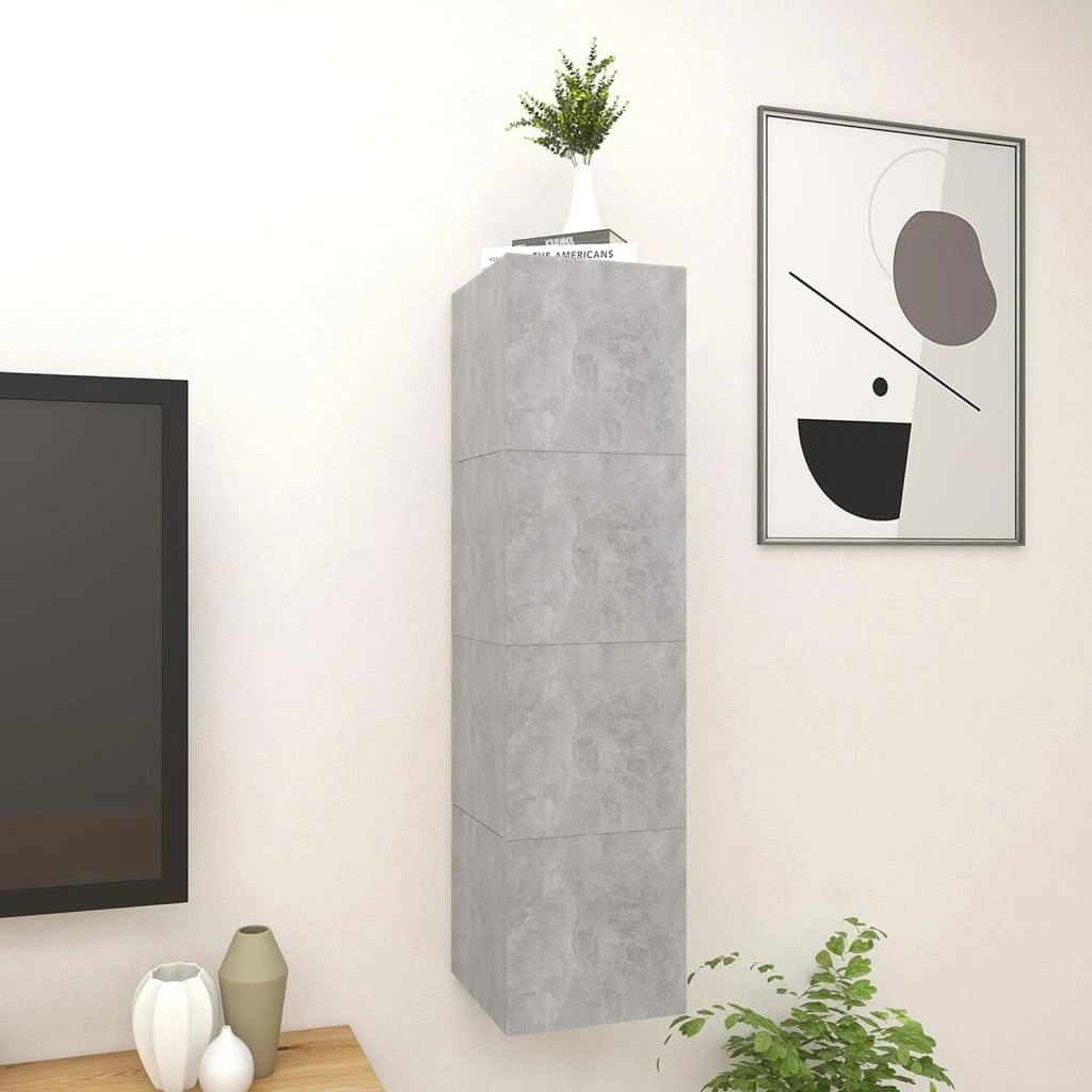 TV staliukas Sieninės televizoriaus spintelės, 4vnt., pilkos, 30,5x30x30cm