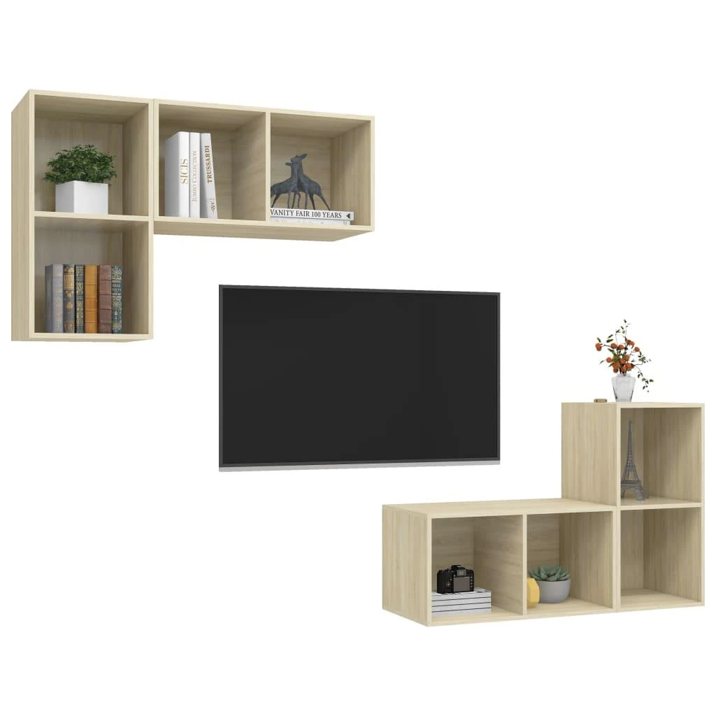 TV staliukas Sieninės televizoriaus spintelės, 4vnt., ąžuolo, mediena