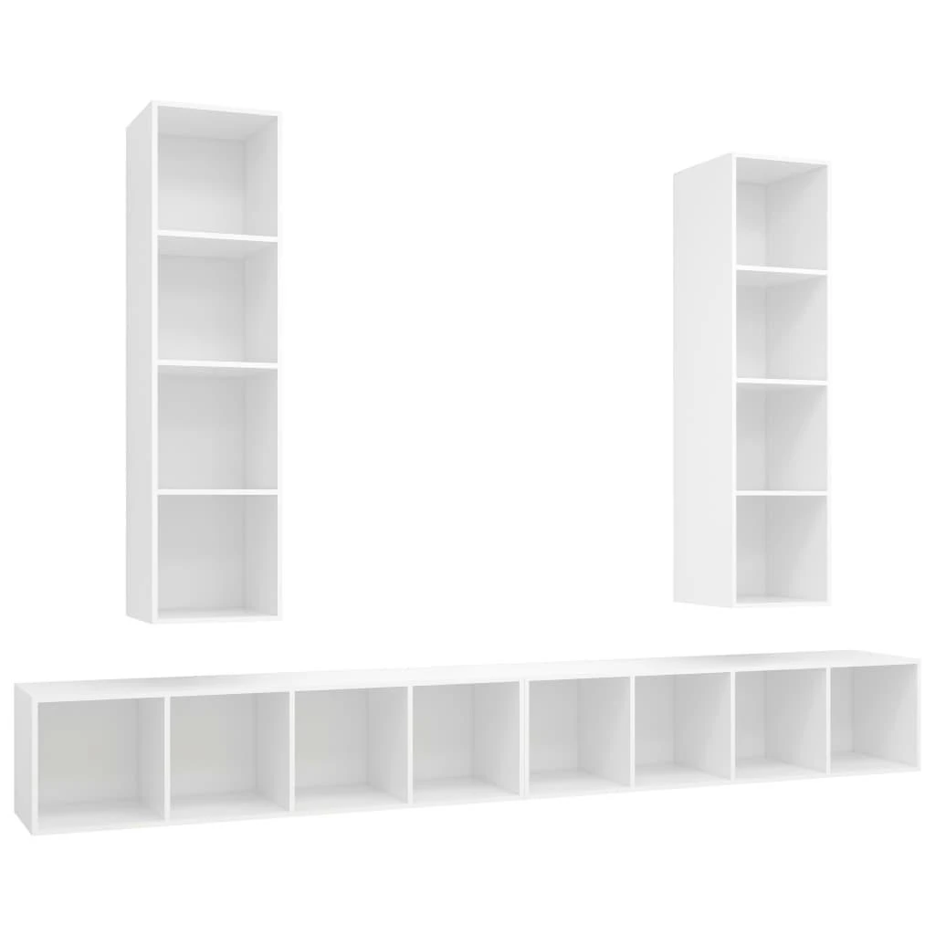 TV staliukas Sieninės televizoriaus spintelės, 4vnt., baltos, mediena