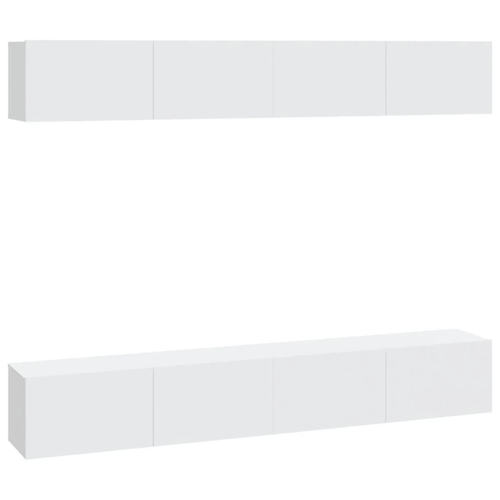 TV staliukas Sieninės televizoriaus spintelės, 4vnt., baltos, 100x30x30cm
