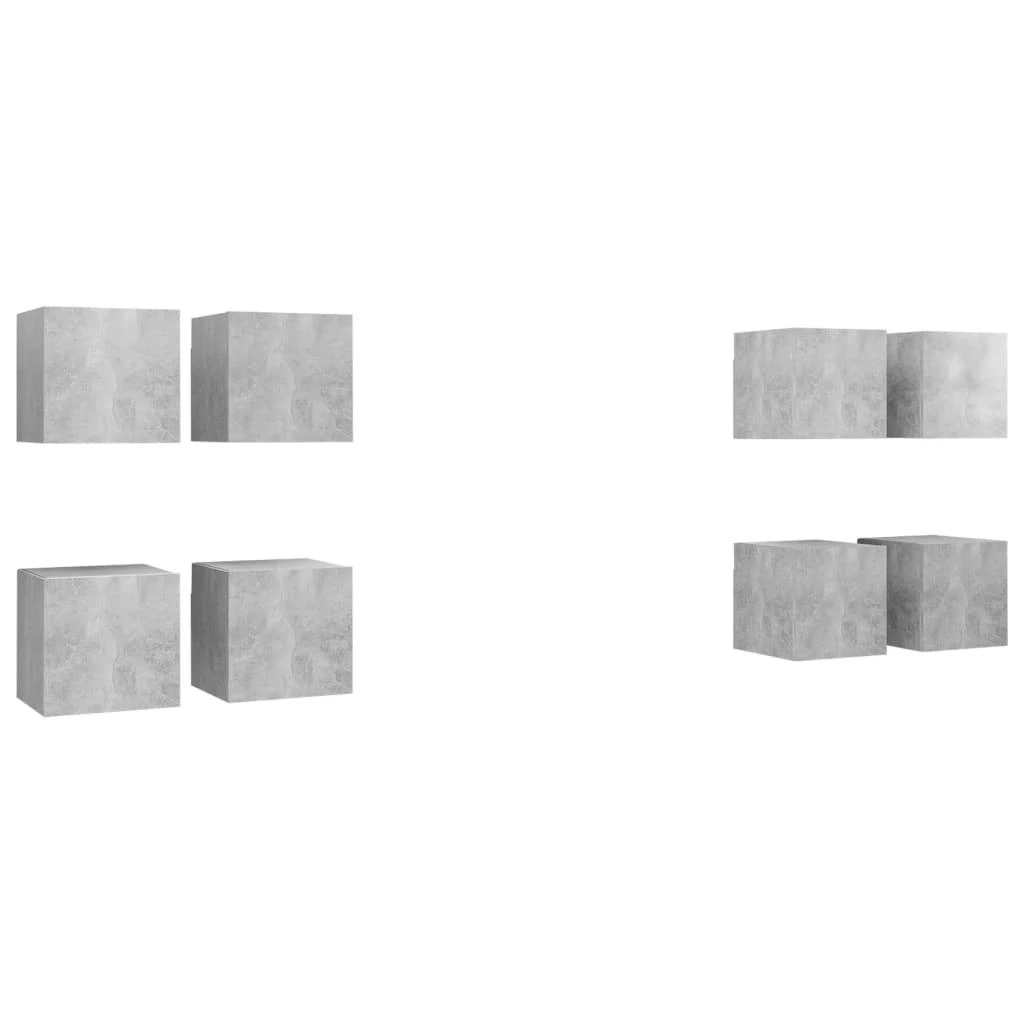 TV staliukas Sieninės televizoriaus spintelės, 8vnt., pilkos, 30,5x30x30cm