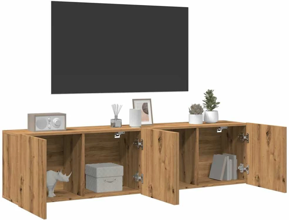 TV staliukas Sieninės TV spintelės, 2vnt., artisano ąžuolo, 80x30x41cm