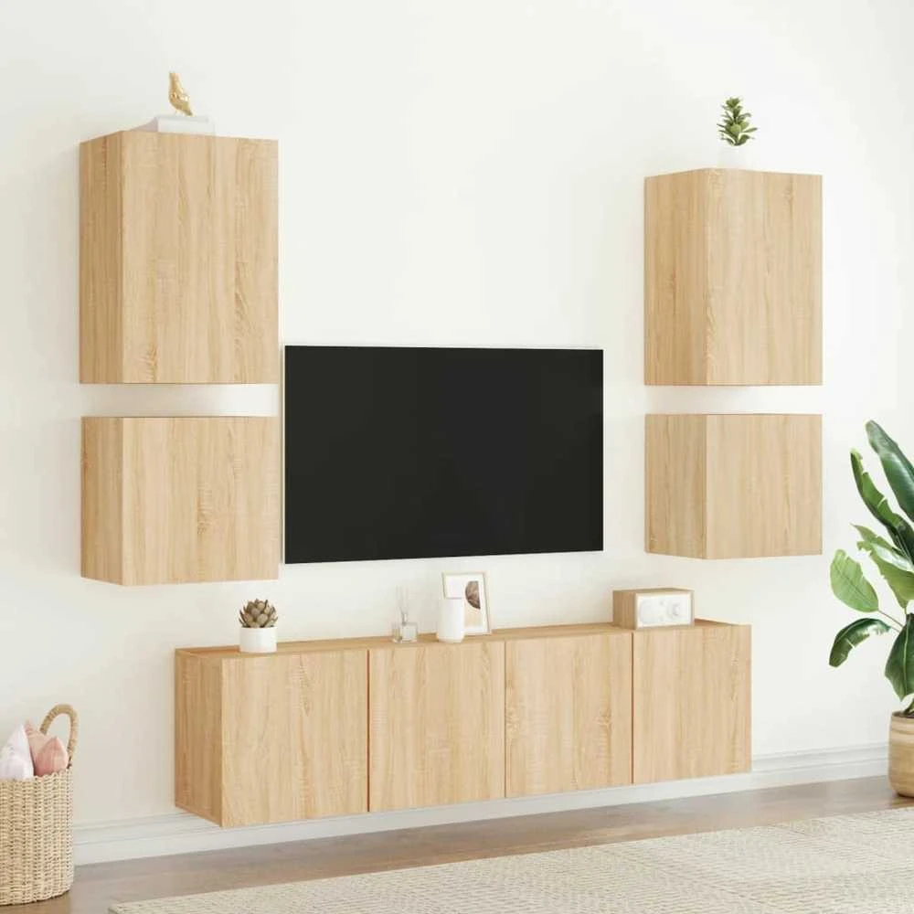 TV staliukas Sieninės TV spintelės, 2vnt., ąžuolo, 40,5x30x40cm, mediena