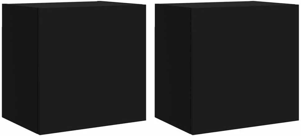 TV staliukas Sieninės TV spintelės, 2vnt., juodos, 40,5x30x40cm, mediena