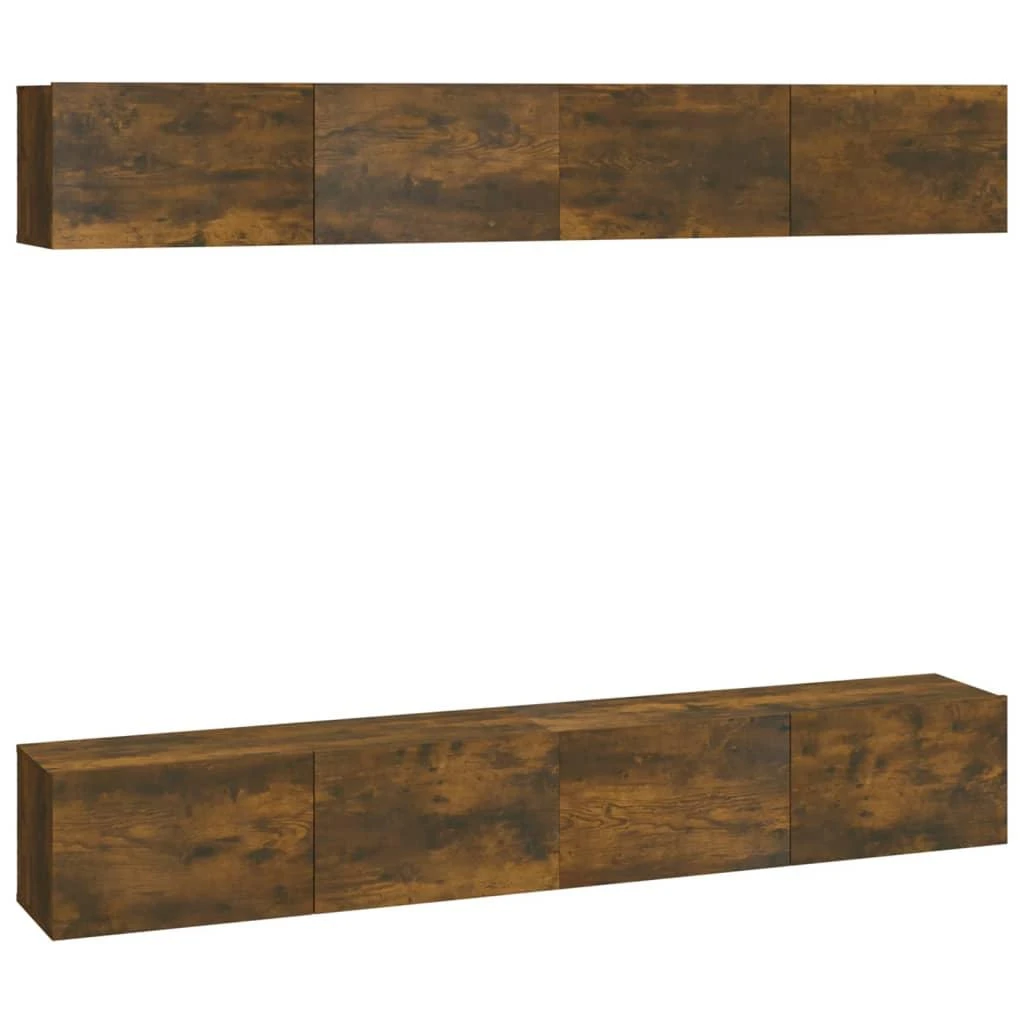 TV staliukas Sieninės TV spintelės, 4vnt., dūminio ąžuolo, 100x30x30cm