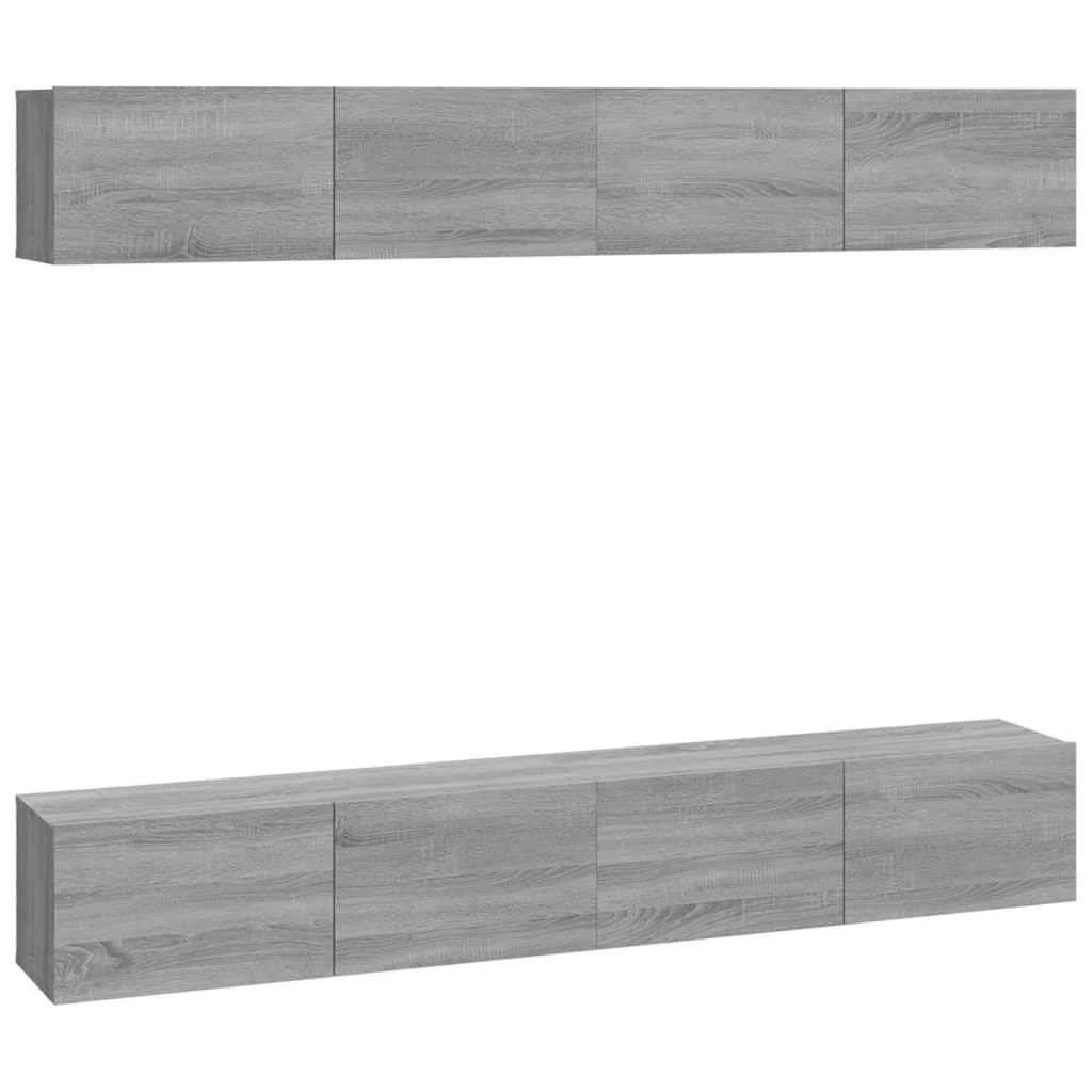 TV staliukas Sieninės TV spintelės, 4vnt., pilkos ąžuolo, 100x30x30cm