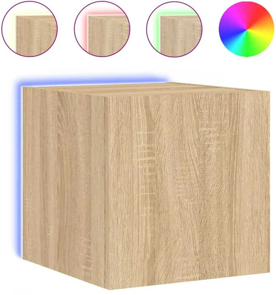 TV staliukas Sieninės TV spintelės su LED, 2vnt., ąžuolo, 30,5x35x30cm