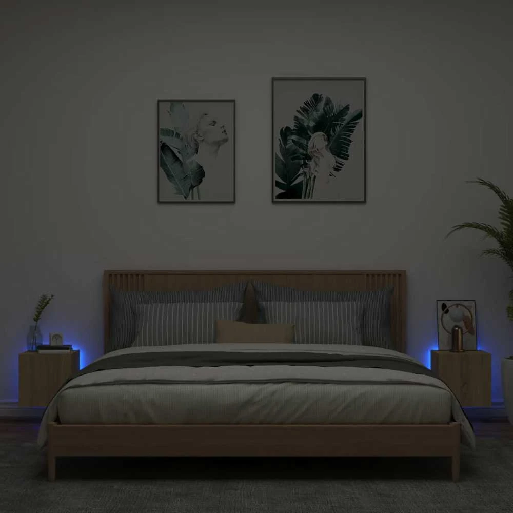TV staliukas Sieninės TV spintelės su LED, 2vnt., ąžuolo, 30,5x35x30cm