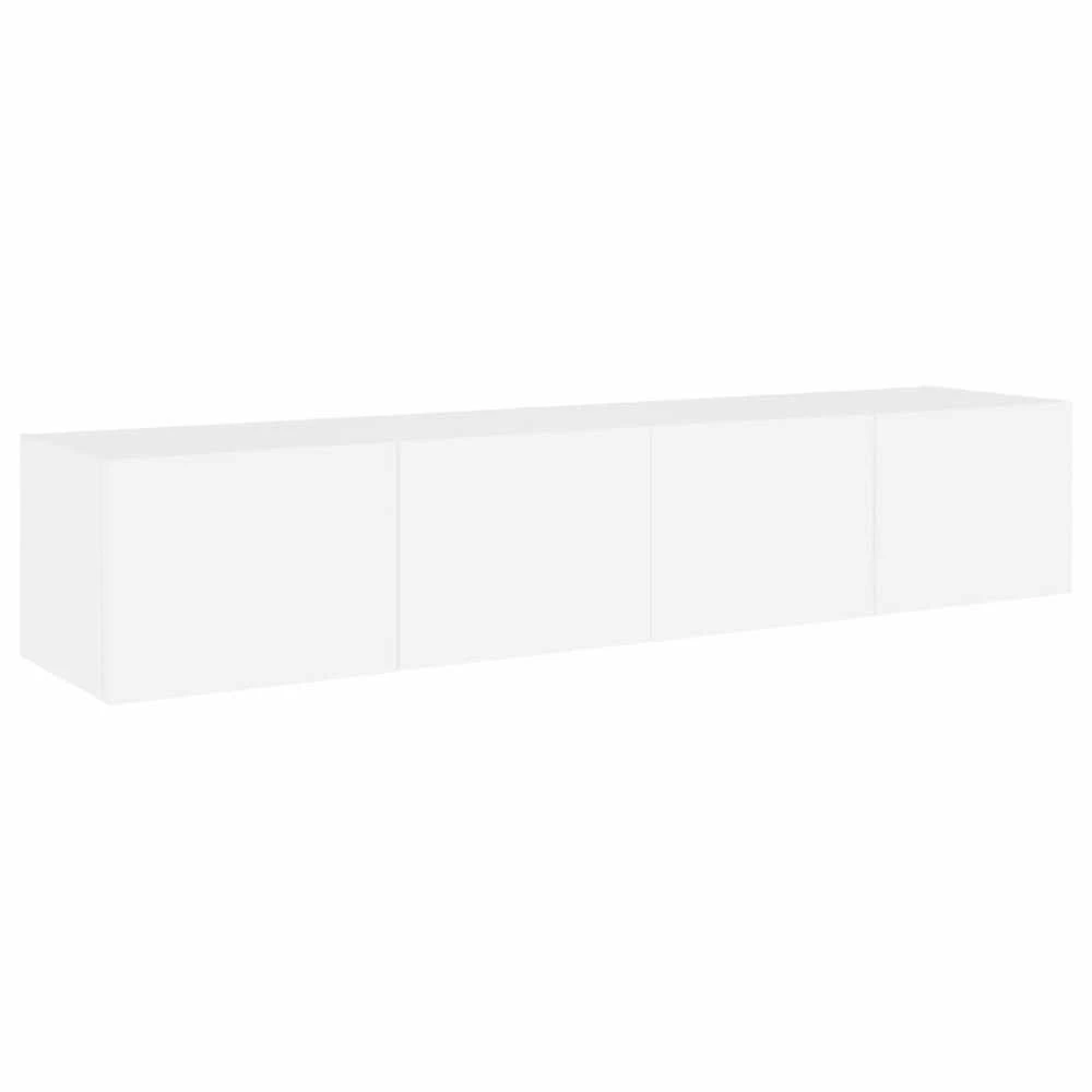 TV staliukas Sieninės TV spintelės su LED, 2vnt., baltos, 80x35x31cm