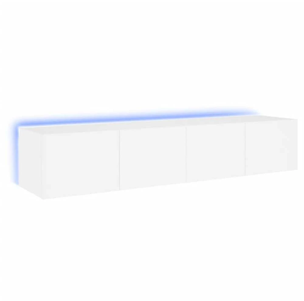 TV staliukas Sieninės TV spintelės su LED, 2vnt., baltos, 80x35x31cm