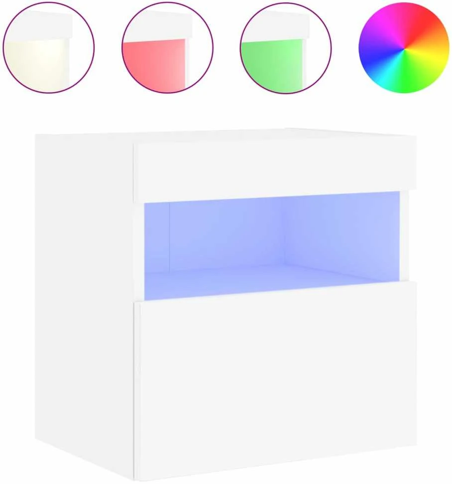 TV staliukas Sieninės TV spintelės su LED, 2vnt., baltos, 40x30x40cm