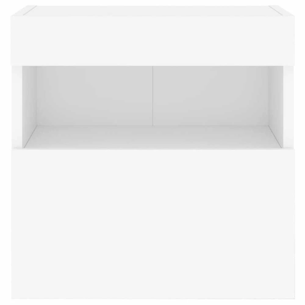 TV staliukas Sieninės TV spintelės su LED, 2vnt., baltos, 40x30x40cm