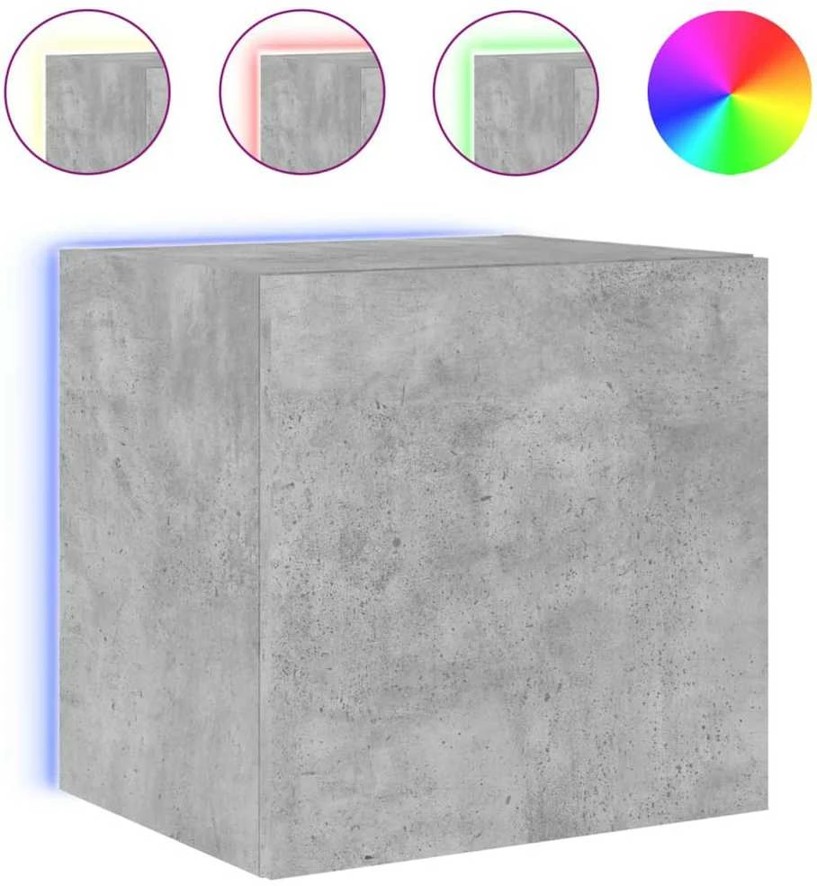 TV staliukas Sieninės TV spintelės su LED, 2vnt., betono, 40,5x35x40cm