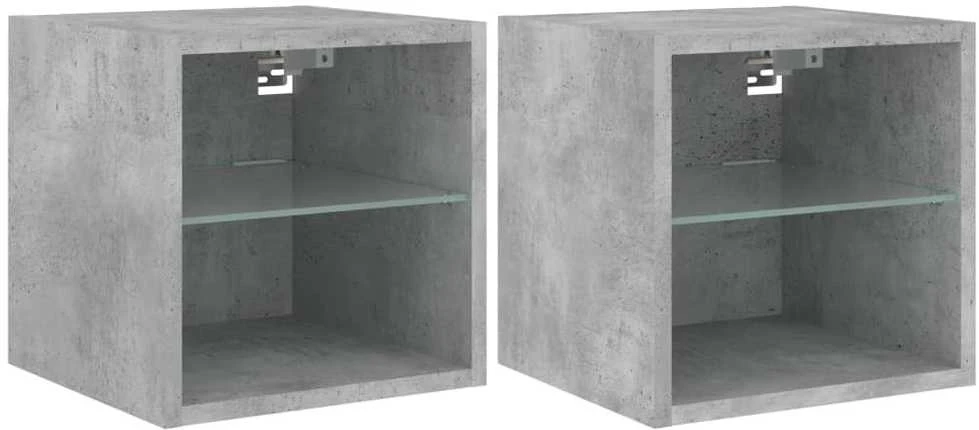 TV staliukas Sieninės TV spintelės su LED, 2vnt., betono, 30x28,5x30cm