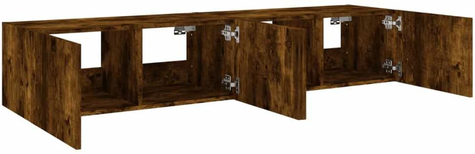TV staliukas Sieninės TV spintelės su LED, 2vnt., dūminės ąžuolo, 80x35x31cm