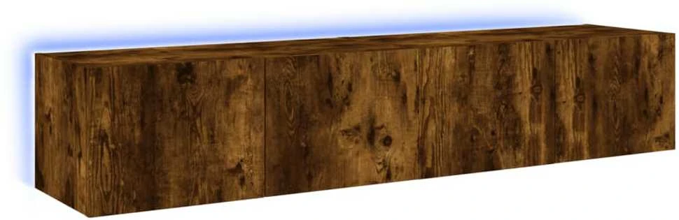 TV staliukas Sieninės TV spintelės su LED, 2vnt., dūminės ąžuolo, 80x35x31cm