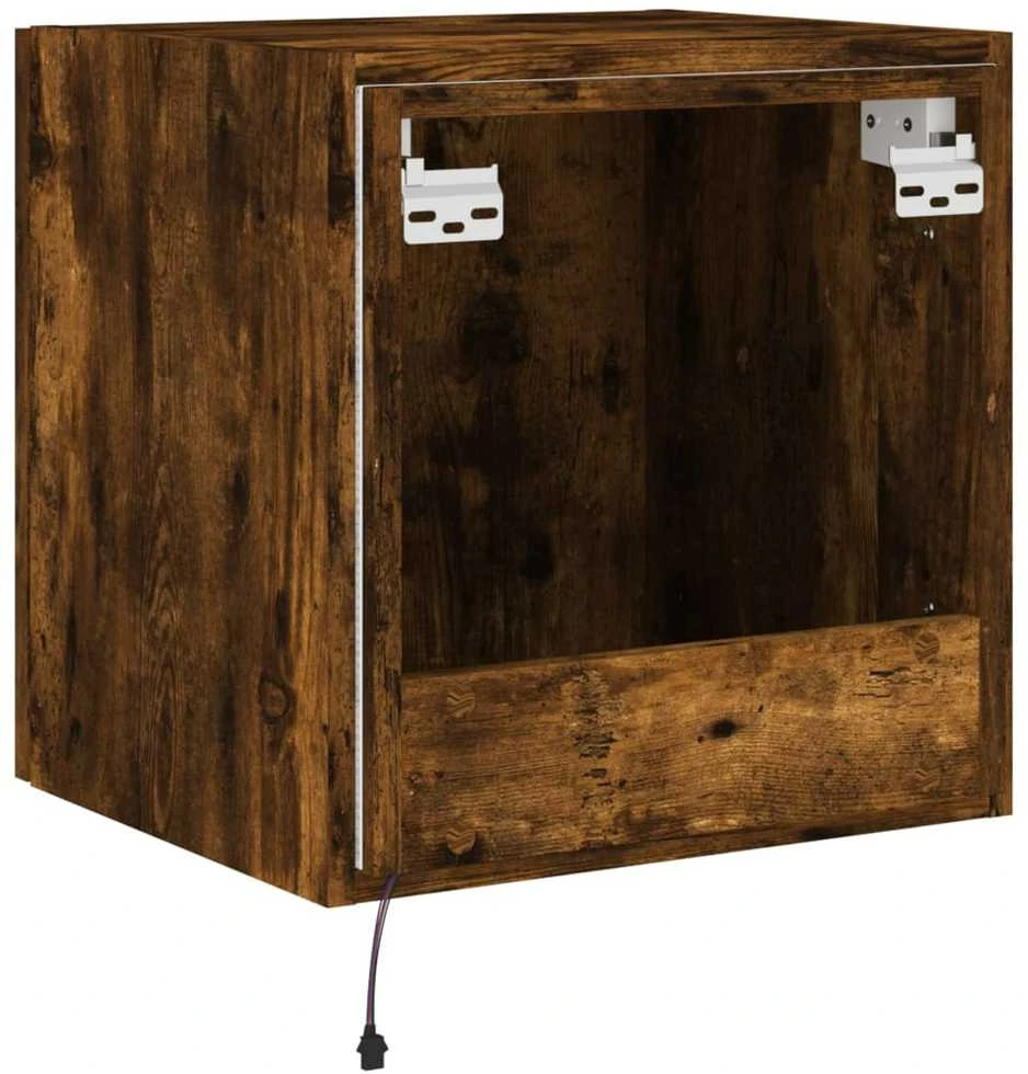TV staliukas Sieninės TV spintelės su LED, 2vnt., dūminės, 40,5x35x40cm