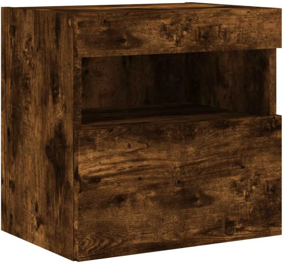 TV staliukas Sieninės TV spintelės su LED, 2vnt., dūminės ąžuolo, 40x30x40cm
