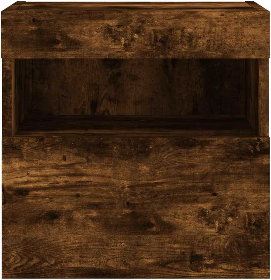 TV staliukas Sieninės TV spintelės su LED, 2vnt., dūminės ąžuolo, 40x30x40cm