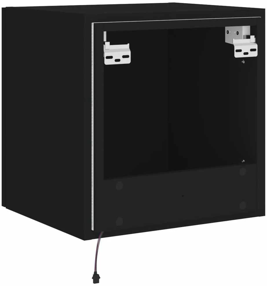 TV staliukas Sieninės TV spintelės su LED, 2vnt., juodos, 40,5x35x40cm