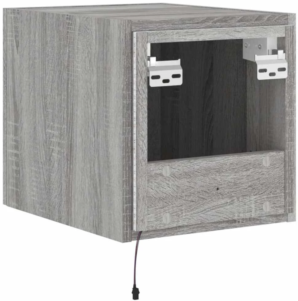 TV staliukas Sieninės TV spintelės su LED, 2vnt., pilkos, 30,5x35x30cm