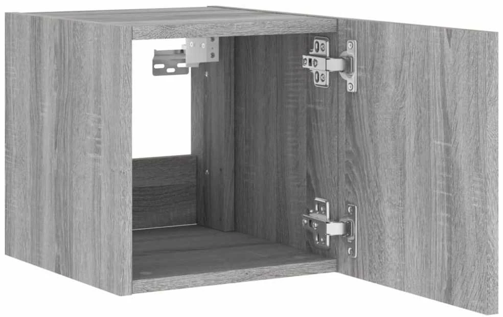 TV staliukas Sieninės TV spintelės su LED, 2vnt., pilkos, 30,5x35x30cm