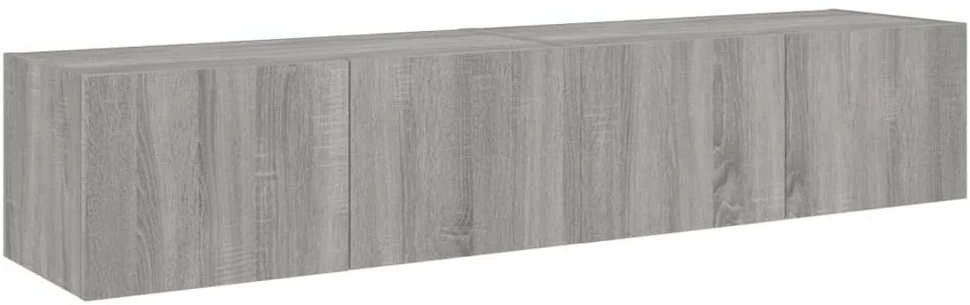 TV staliukas Sieninės TV spintelės su LED, 2vnt., pilkos ąžuolo, 80x35x31cm