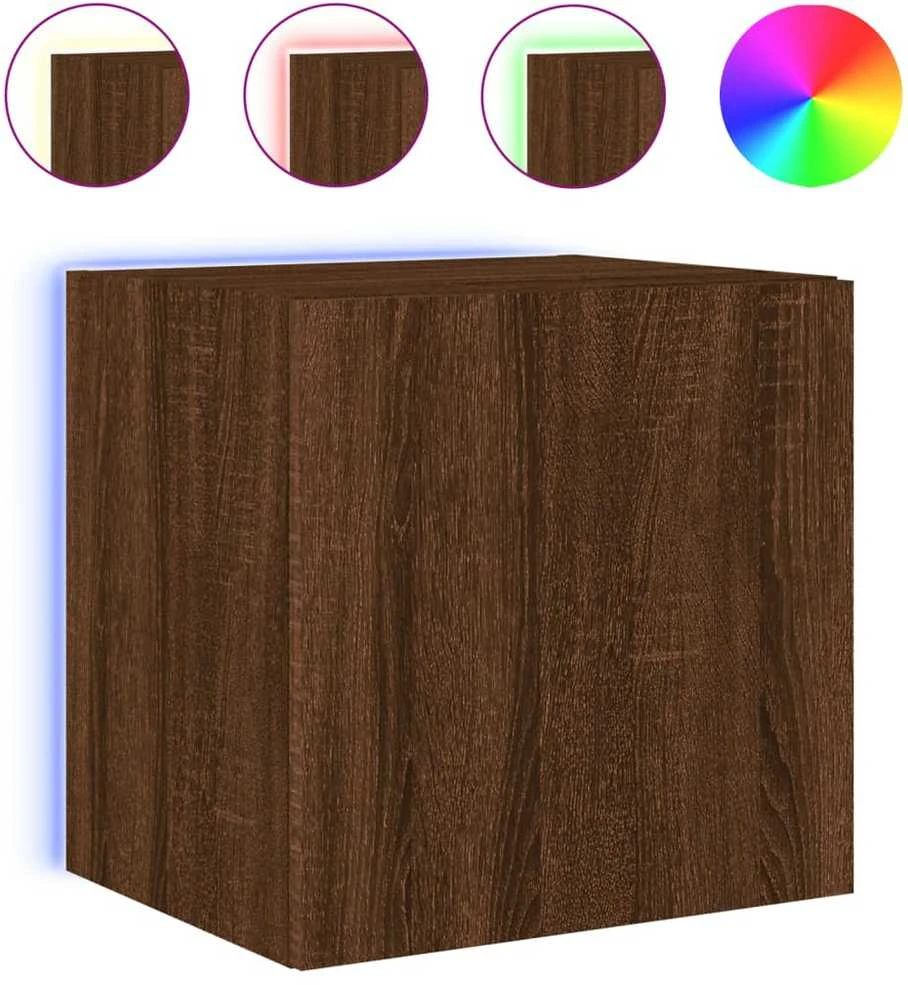 TV staliukas Sieninės TV spintelės su LED, 2vnt., rudos, 40,5x35x40cm