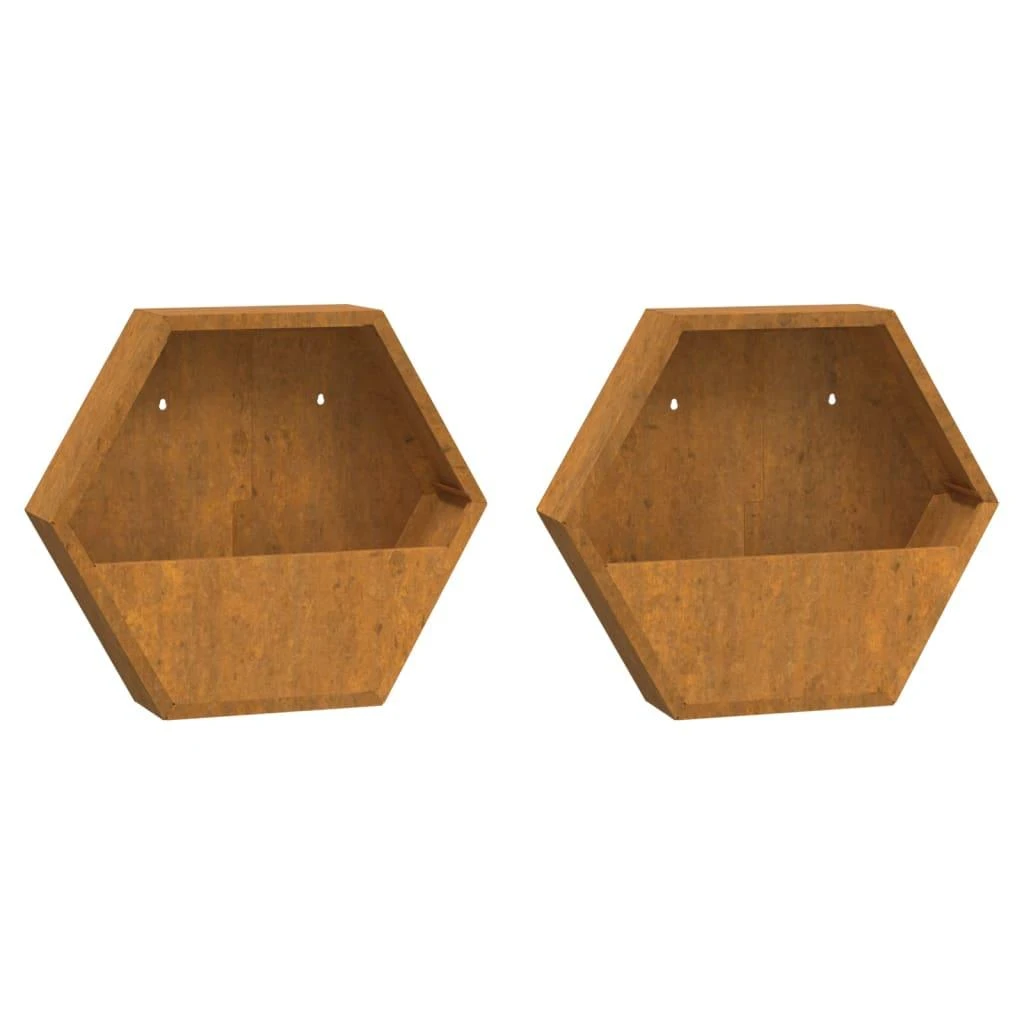 Sieniniai loveliai, 2vnt., rūdžių, 46x10x40cm, Corten plienas