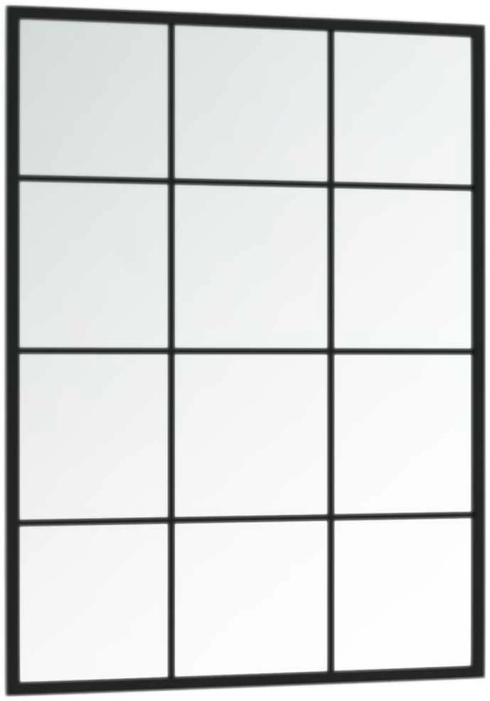 Sieniniai veidrodžiai, 2vnt., juodos spalvos, 80x60cm, metalas