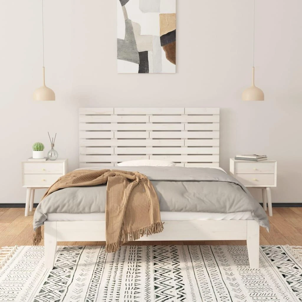 Lova Sieninis galvūgalis, baltas, 146x3x63cm, pušies masyvas