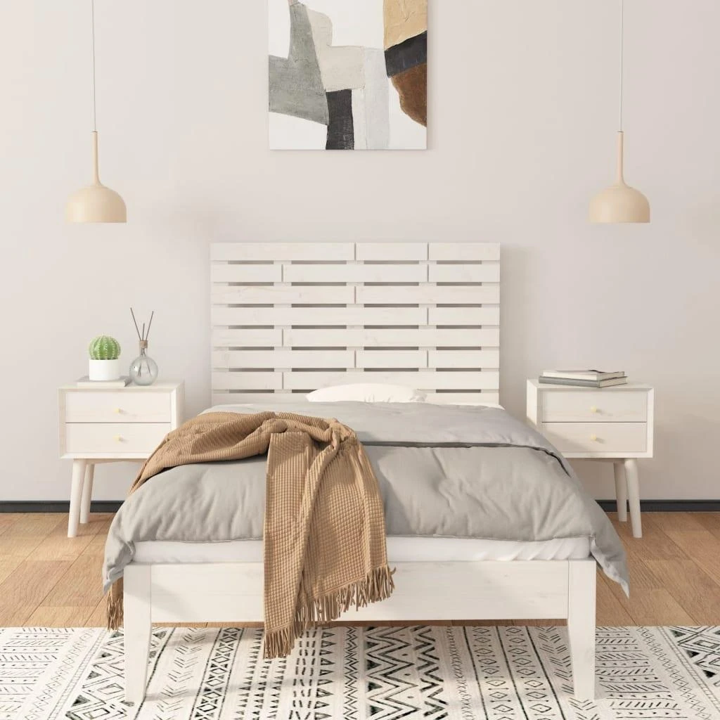 Lova Sieninis galvūgalis, baltas, 81x3x63cm, pušies medienos masyvas