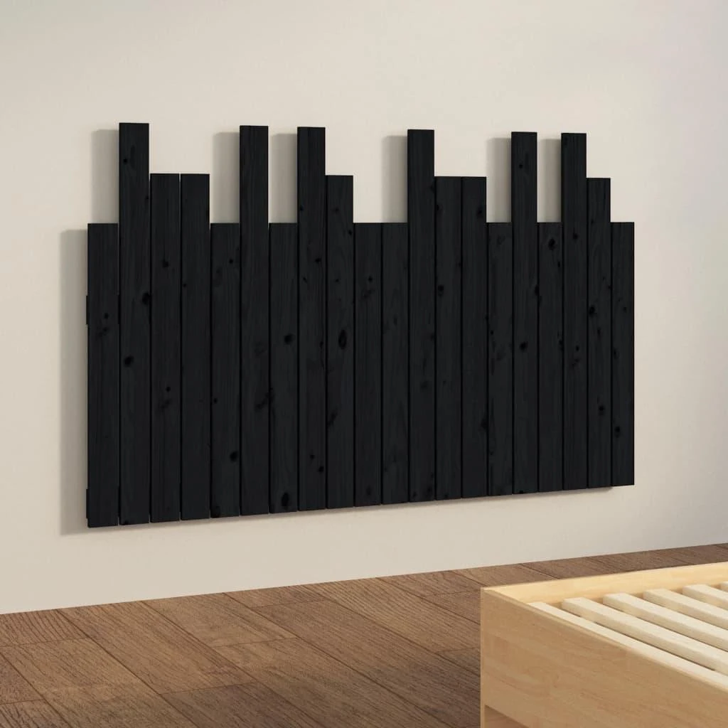 Lova Sieninis galvūgalis, juodas, 127,5x3x80cm, pušies masyvas