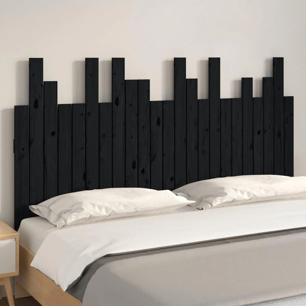 Lova Sieninis galvūgalis, juodas, 146,5x3x80cm, pušies masyvas