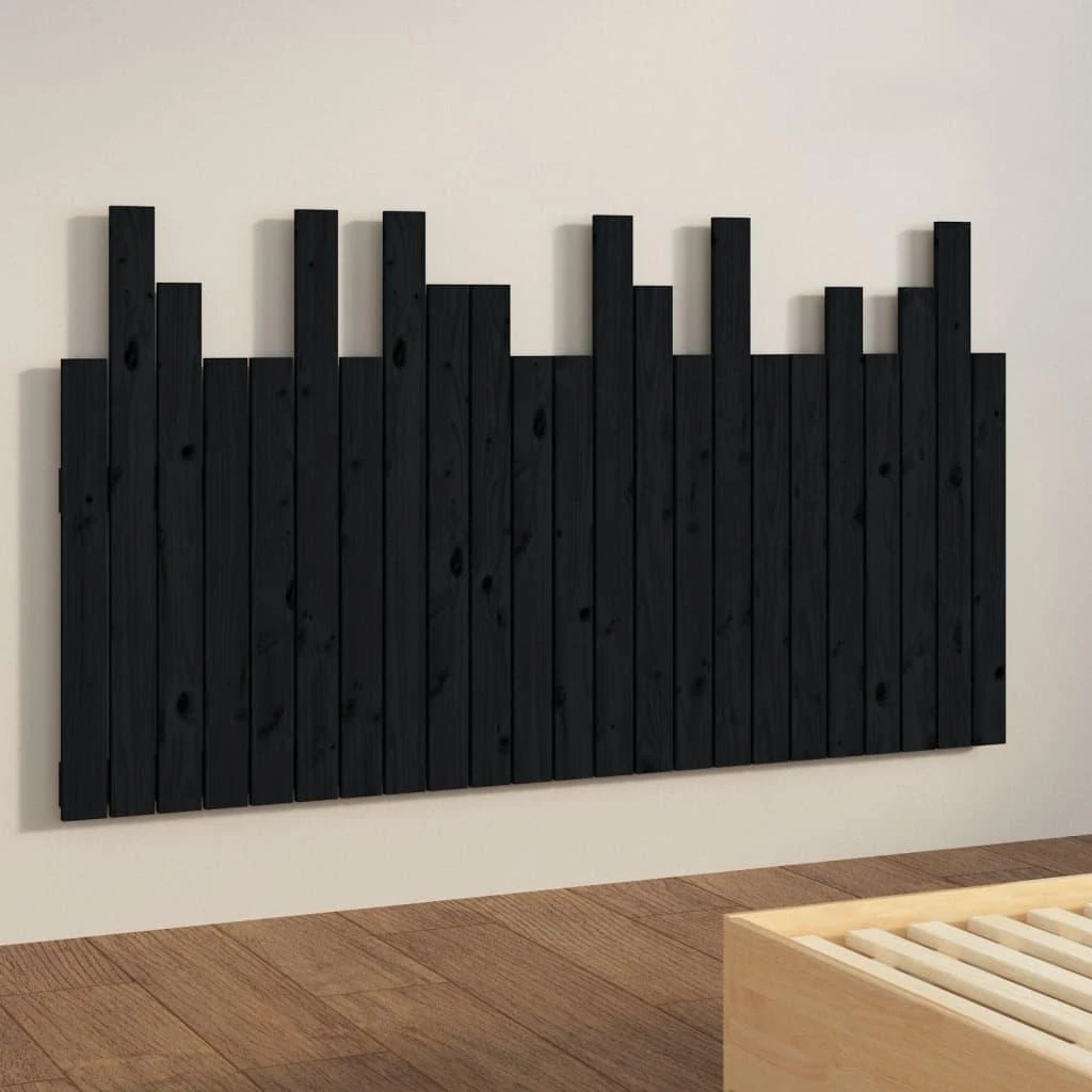 Lova Sieninis galvūgalis, juodas, 146,5x3x80cm, pušies masyvas