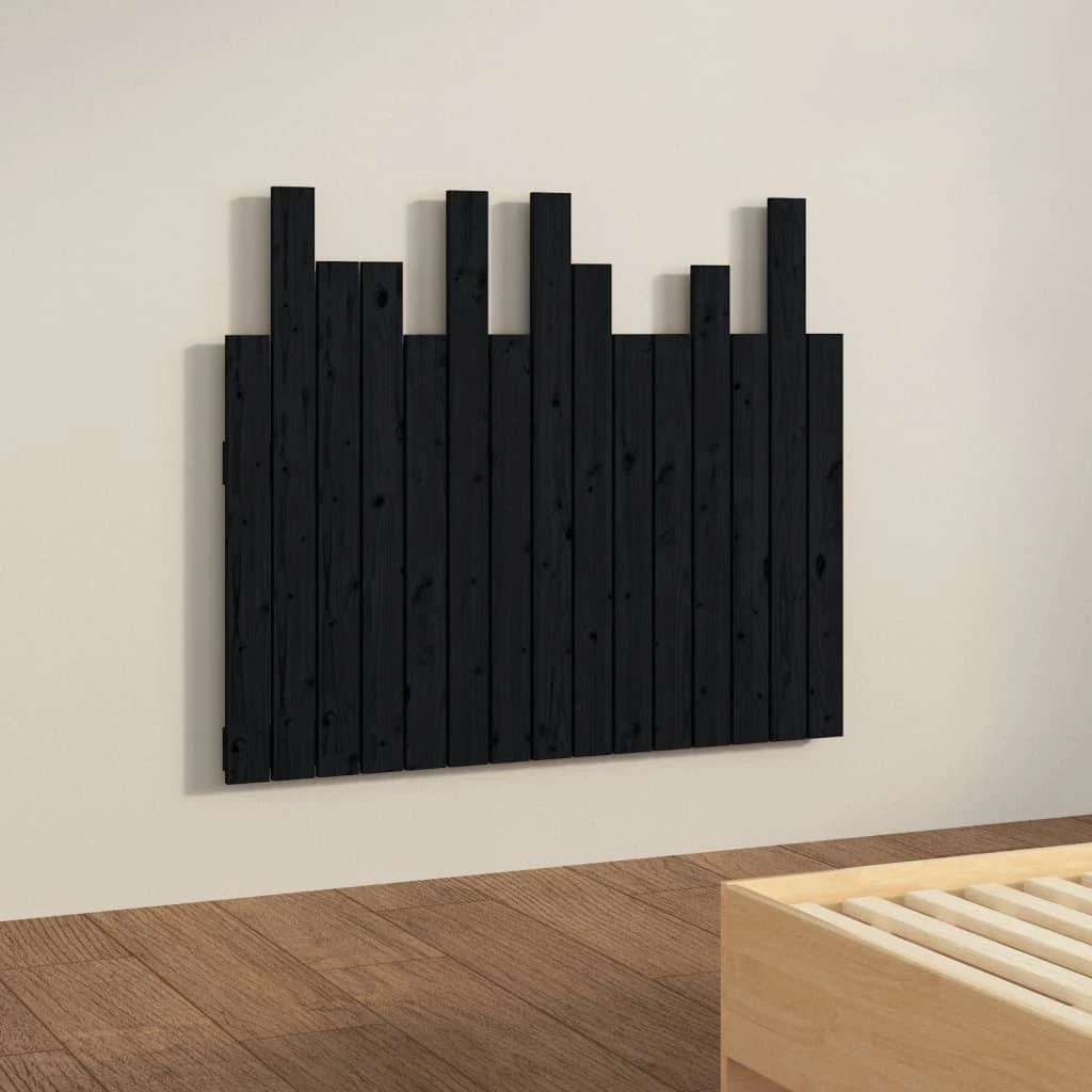 Lova Sieninis galvūgalis, juodas, 95,5x3x80cm, pušies masyvas
