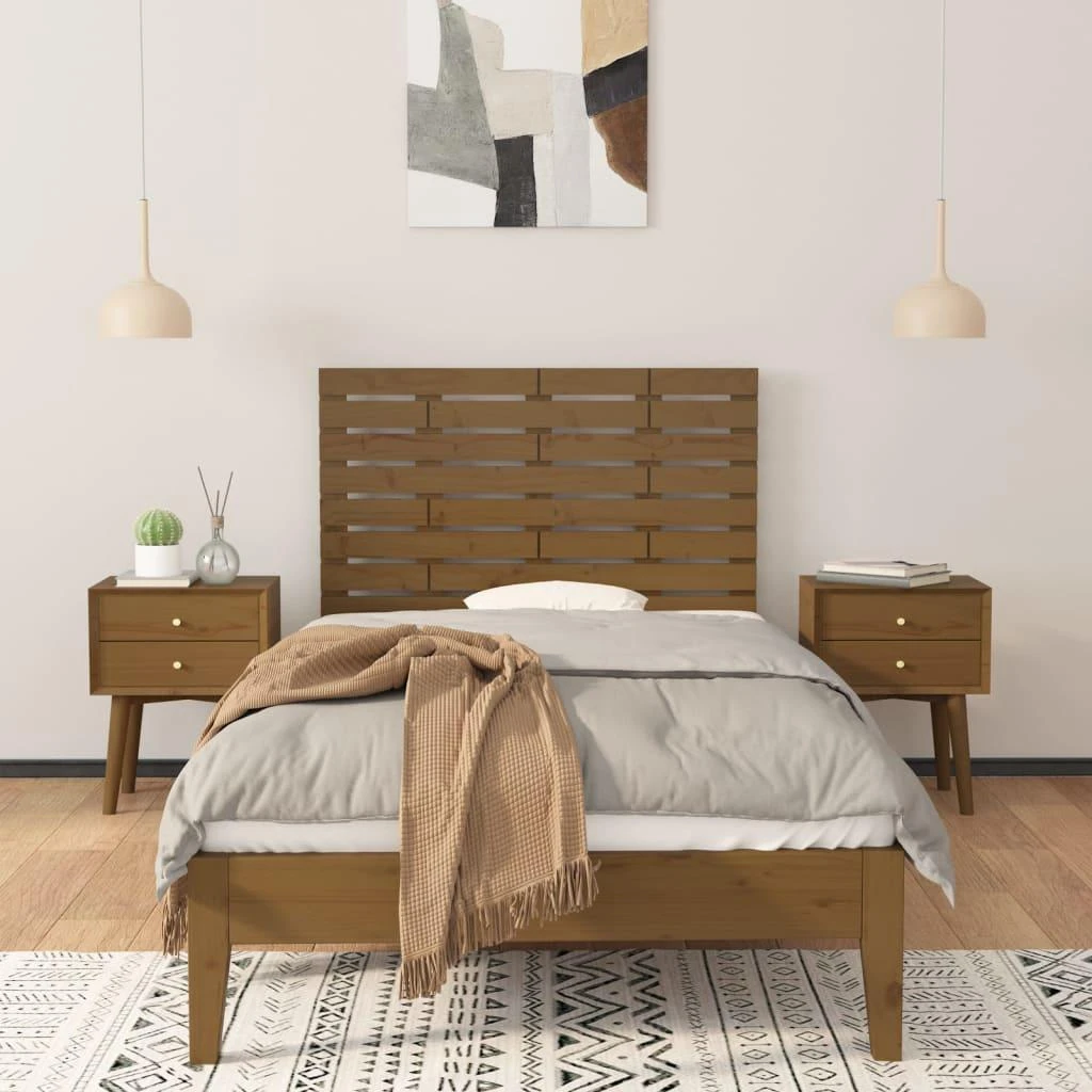 Lova Sieninis galvūgalis, medaus rudas, 81x3x63cm, pušies masyvas
