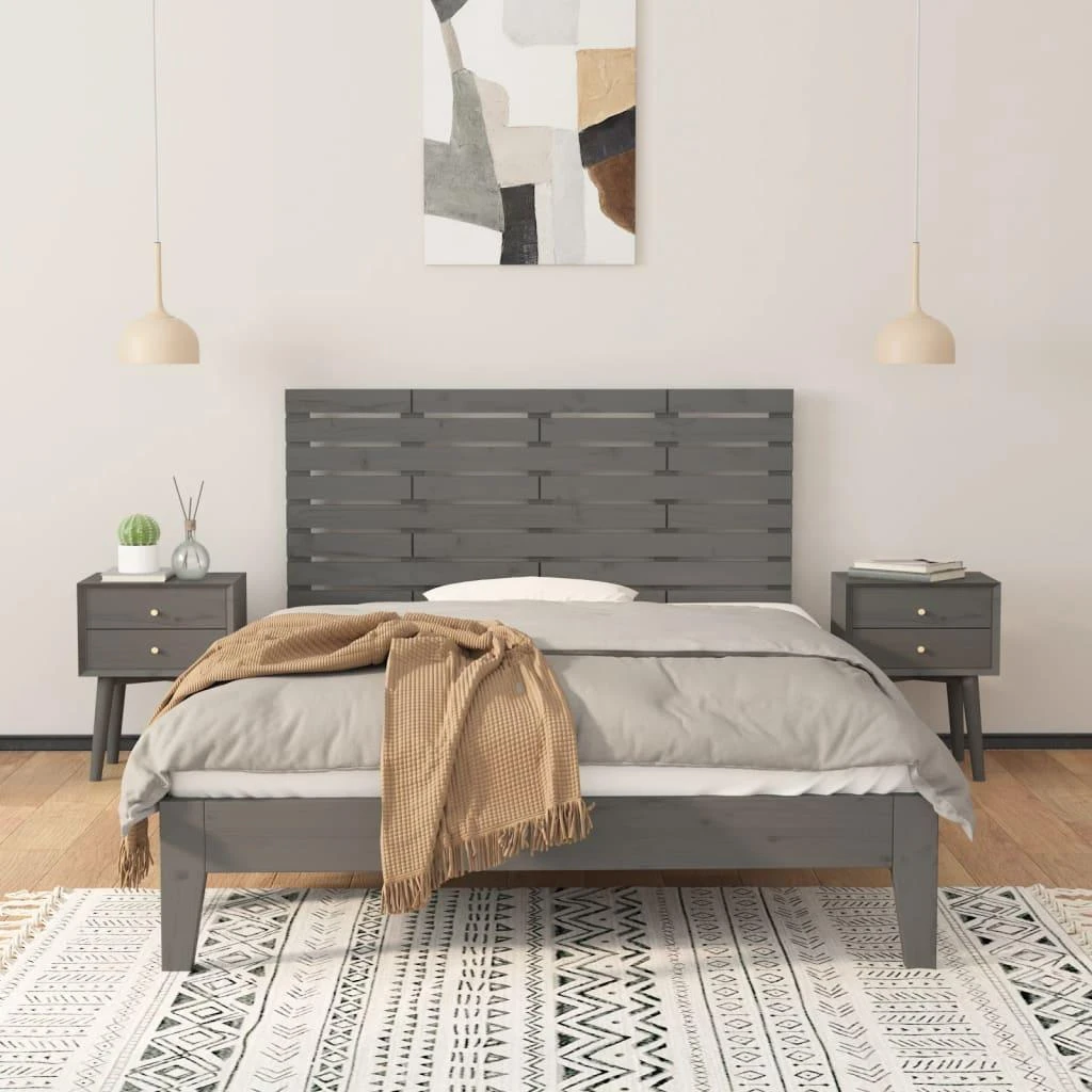Lova Sieninis galvūgalis, pilkas, 146x3x63cm, pušies masyvas