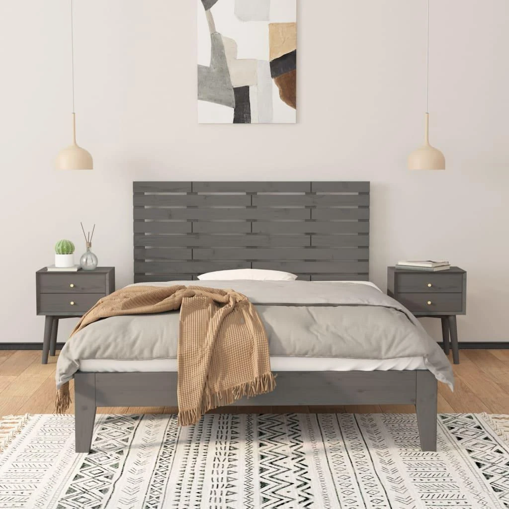 Lova Sieninis galvūgalis, pilkas, 156x3x63cm, pušies masyvas