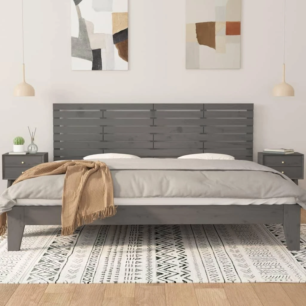 Lova Sieninis galvūgalis, pilkas, 206x3x63cm, pušies masyvas