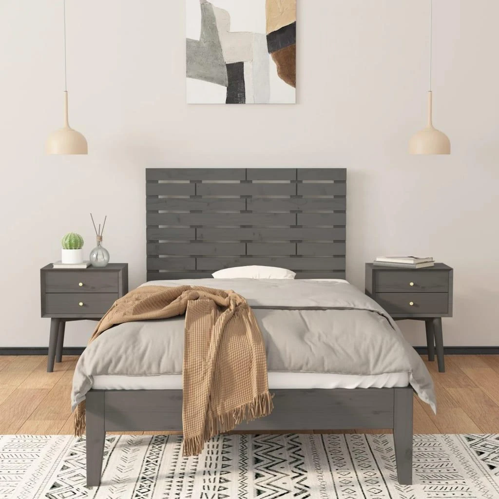 Lova Sieninis galvūgalis, pilkas, 96x3x63cm, pušies medienos masyvas