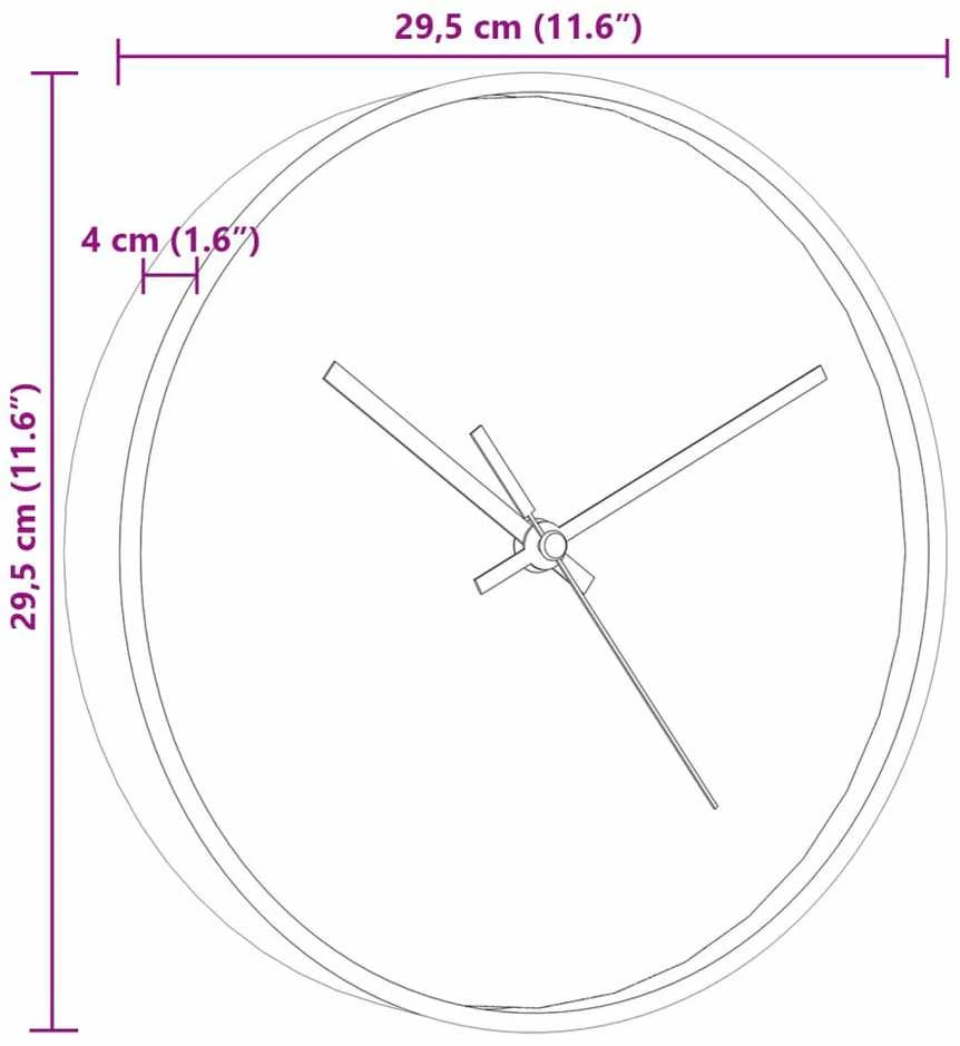 Sieninis laikrodis, auksinis/baltas, 29,5cm, PS/stiklas