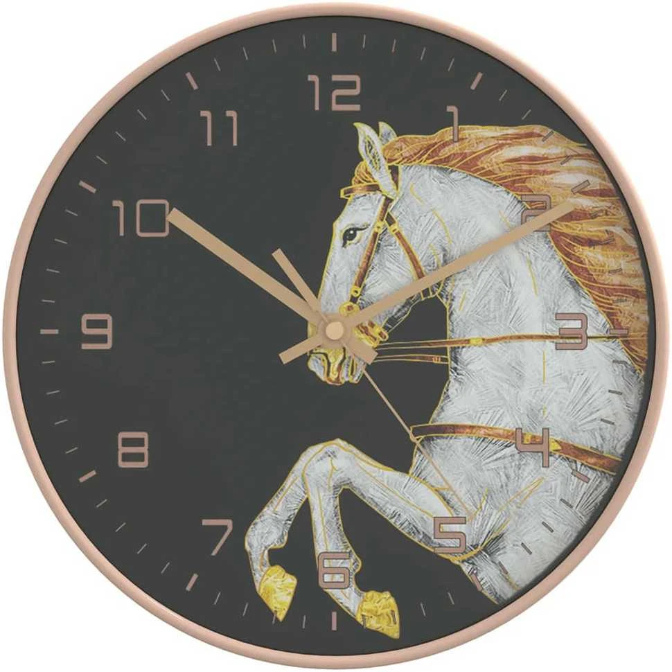 Sieninis laikrodis, auksinis/baltas, 29,5cm, PS/stiklas
