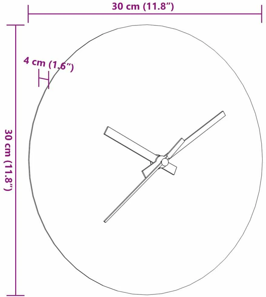 Sieninis laikrodis su šviečiančiomis rodyklėmis, rudas, Ø30cm