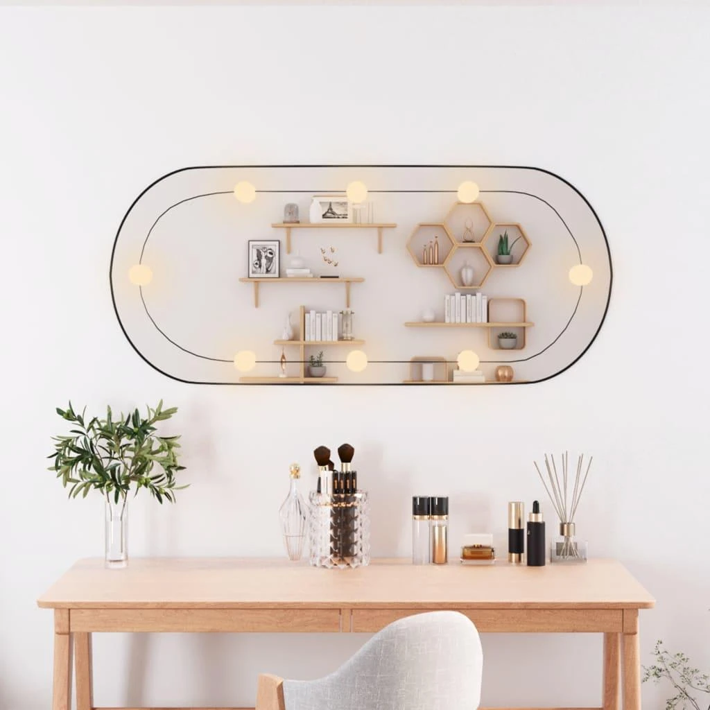 Sieninis veidrodis su LED lemputėmis, 40x90cm, stiklas
