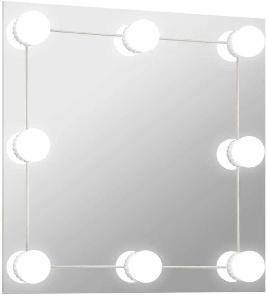 Sieninis veidrodis su LED lemputėmis, kvadratinis, stiklas