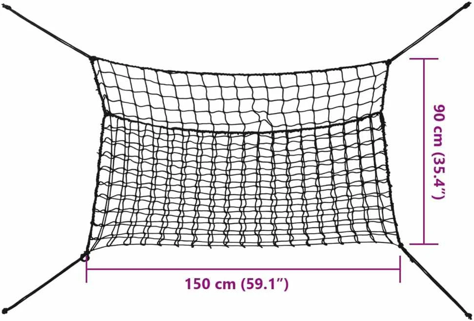 Šieno tinkleliai, 2vnt., juodas, 150x90cm, stačiakampis, PP