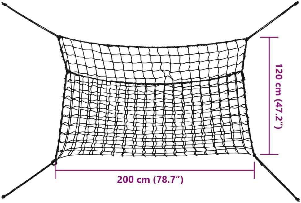 Šieno tinkleliai, 2vnt., juodas, 200x120cm, stačiakampis, PP