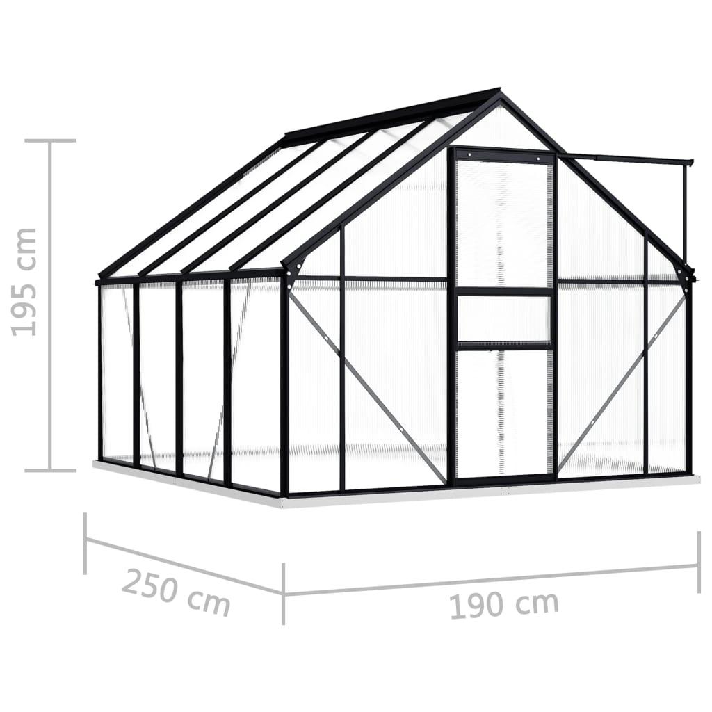 Šiltnamis su pagrindo rėmu, antracito, aliuminis, 4,75m²