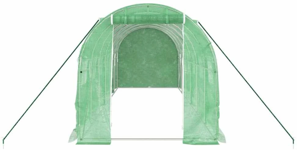 Šiltnamis su plieno rėmu, žalios spalvos, 6x2x2m, 12m²
